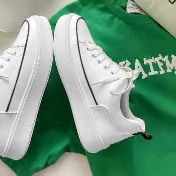 Летняя мужская обувь, ниша 2025, новый тренд, белые туфли, мужская платформа, универсальные туфли для скейтбординга, увеличивающие повседневную обувь, модная обувь 38 белый