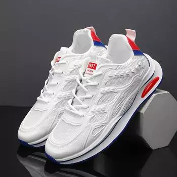 Летняя мужская обувь, новые дышащие сетчатые белые туфли, модная универсальная спортивная обувь на платформе, повседневная обувь для папы, модная обувь, место 39