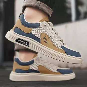 Летняя мужская обувь, новые дышащие сетчатые туфли, полые туфли, мужские трендовые туфли для отдыха и занятий в сноуборде, белые туфли 39 чёрный