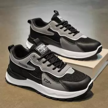 Летняя мужская обувь, новые дышащие сетчатые туфли, мужская трендовая универсальная спортивная обувь на платформе, повседневная обувь для бега и папы, мужская обувь 39