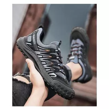 Летняя мужская обувь, новые дышащие туфли с закрытым носком, мужская модная универсальная нескользящая износостойкая спортивная обувь для отдыха на открытом воздухе 39 чёрный