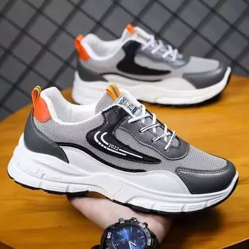 Летняя мужская обувь, новые дышащие универсальные спортивные туфли для пап, летающие плетеные модные туфли, мужские повседневные сетчатые кроссовки для бега, мужские 39