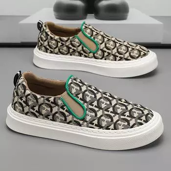 Летняя мужская обувь, парусиновые кроссовки, мужская повседневная прогулочная обувь на платформе, мужские лоферы без шнуровки, мужские дышащие уличные туфли для ленивых 40 чёрный