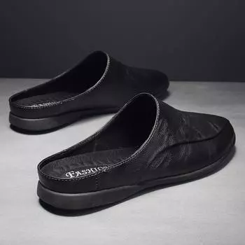 Летняя мужская обувь, повседневные модные мужские лоферы, полутапочки из натуральной кожи, дышащие мужские туфли без шнуровки для вождения 38