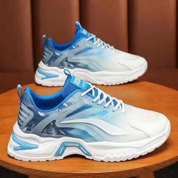 Летняя мужская обувь с дышащей сетчатой поверхностью, спортивная обувь, мужская трендовая универсальная повседневная обувь для бега на толстой подошве, мужская обувь для папы 39