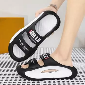 Летняя мужская обувь с нескользящей толстой подошвой, уличные тапочки, повседневный дизайн с принтом, мужские и женские тапочки по акции 44-45 белый