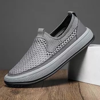 Летняя мужская обувь с полой сеткой, дышащая уличная повседневная обувь 39 чёрный