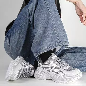 Летняя мужская обувь Универсальная парусиновая обувь Ice Silk, повседневная спортивная обувь 39 серый