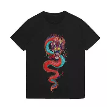 Летняя мужская одежда Блузка с принтом дракона Хлопковые футболки Мужские футболки XXXXXL белый