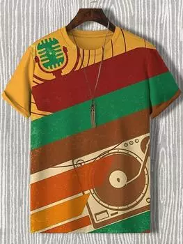 Летняя мужская одежда, футболки для вечеринок, топы, мужская футболка с 3D-принтом, музыкальная футболка, черная, белая, уличная, повседневная, с коротким рукавом S