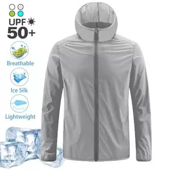 Летняя мужская одежда из ледяного шелка с защитой от солнца, легкая дышащая куртка с защитой от ультрафиолета M синий