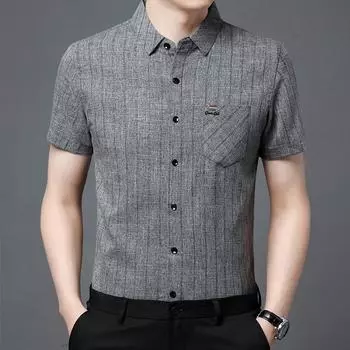 Летняя мужская одежда. Новая мужская мода среднего возраста с короткими рукавами. Нижняя рубашка. M