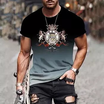 Летняя мужская одежда с 3D-градиентной печатью, индивидуальная футболка, модный тренд, свободная повседневная одежда XS-6XL, футболки больших размеров, топы, пуловеры XS