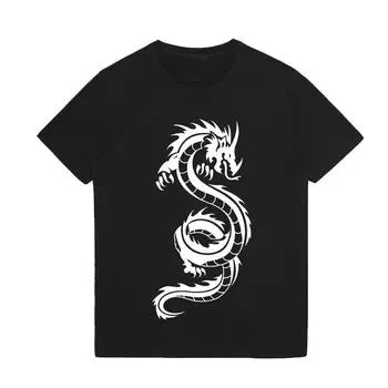 Летняя мужская одежда с принтом дракона, блузка с круглым вырезом, хлопковые футболки, мужские футболки S