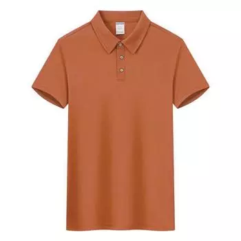 Летняя мужская однотонная сетчатая рубашка-поло с короткими рукавами и повседневный свободный воротник на пуговицах. Мужская мода M оранжевый