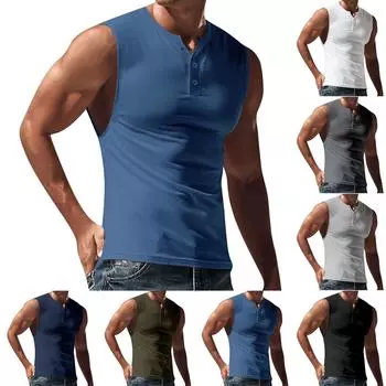 Летняя мужская однотонная тонкая рубашка поло с широкими плечами, повседневный спортивный жилет L