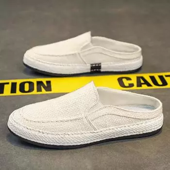 Летняя мужская парусиновая обувь, тренд, универсальная, с одной педалью, дышащая, повседневная, тканевая, мужская, без каблука, полуторослойная, мужская, модная обувь 39