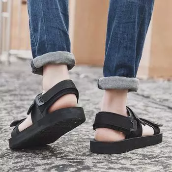 Летняя мужская пляжная обувь 2025 года, легкие и дышащие сандалии с открытым носком, модная универсальная повседневная обувь больших размеров 39