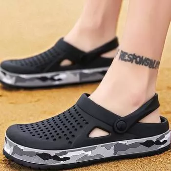 Летняя мужская пляжная обувь, модные камуфляжные сандалии с круглой головкой, уличные повседневные полые тапочки, Nupied Sandales Homme 40