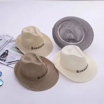 Летняя мужская пляжная шляпа от солнца Jazz Panama Unisex Trilby Fedora Hat Gangster Cap бежевый