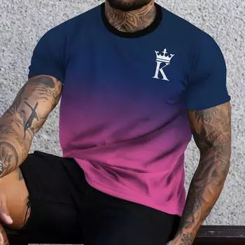 Летняя мужская полосатая футболка K с 3d принтом и короткими рукавами, футболка King K Spades с узором в стиле Харадзюку, мужская футболка большого размера M