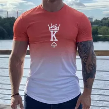 Летняя мужская полосатая футболка K с 3D принтом и короткими рукавами, футболка King K/Spades с рисунком в стиле Харадзюку, мужская футболка большого размера 5XL
