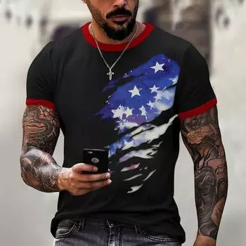 Летняя мужская популярная футболка с круглым вырезом и коротким рукавом с принтом XXXL синий