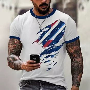 Летняя мужская популярная футболка с круглым вырезом и коротким рукавом с принтом XXL