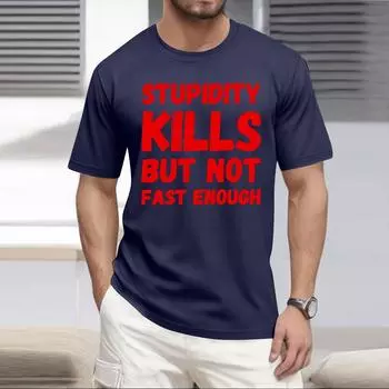 Летняя мужская популярная футболка с круглым вырезом и коротким рукавом с принтом L фиолетовый