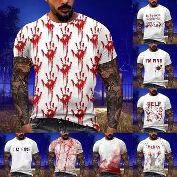 Летняя мужская популярная футболка с круглым вырезом и коротким рукавом с принтом XL винный