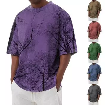 Летняя мужская популярная футболка с круглым вырезом и коротким рукавом с принтом XL зелёный