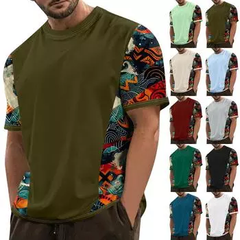 Летняя мужская популярная футболка с круглым вырезом и коротким рукавом с принтом L армия зеленый