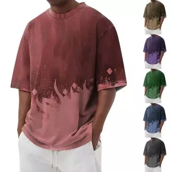 Летняя мужская популярная футболка с круглым вырезом и коротким рукавом с принтом XXXXL синий