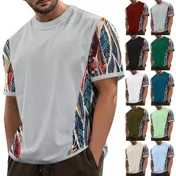 Летняя мужская популярная футболка с круглым вырезом и коротким рукавом с принтом L армия зеленый