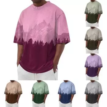 Летняя мужская популярная футболка с круглым вырезом и коротким рукавом с принтом L синий