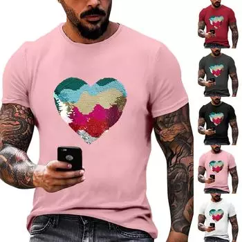 Летняя мужская популярная футболка с круглым вырезом и коротким рукавом с принтом XL розовый