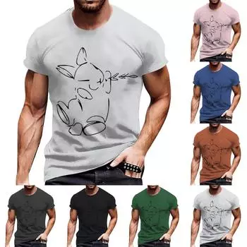 Летняя мужская популярная футболка с круглым вырезом и коротким рукавом с принтом L чёрный