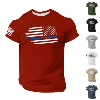 Летняя мужская популярная футболка с круглым вырезом и коротким рукавом с принтом XXXL красный