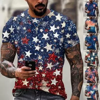 Летняя мужская популярная футболка с круглым вырезом и коротким рукавом с принтом XXL хаки