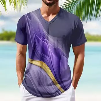 Летняя мужская популярная футболка с v-образным вырезом и короткими рукавами с принтом S