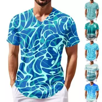 Летняя мужская популярная футболка с v-образным вырезом и короткими рукавами с принтом S