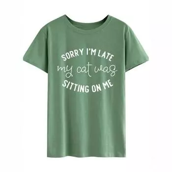Летняя мужская повседневная футболка из чистого хлопка с надписью «Извините, я опоздал» Футболки с надписью «Женщины» S