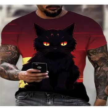 Летняя мужская повседневная футболка с цифровым популярным принтом и круглым вырезом, персонализированный модный топ с доминантным американским стилем XXL