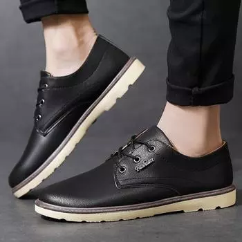 Летняя мужская повседневная кожаная обувь, модная мужская обувь, водонепроницаемая и дышащая мужская обувь 39 чёрный