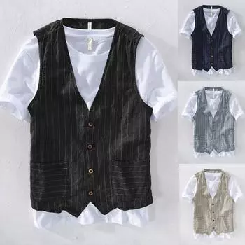 Летняя мужская повседневная модная майка в дикую полоску, куртка, верхняя блузка XXXL тёмно-синий