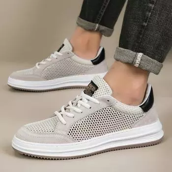 Летняя мужская повседневная обувь, дышащая, уличная, брендовая, мужская, спортивная, легкая, со шнуровкой, для бега, спортивная обувь для тенниса, мужская 38 серый