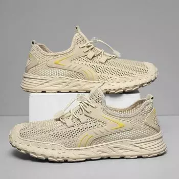 Летняя мужская повседневная обувь, модные дышащие сетчатые кроссовки 39 чёрный