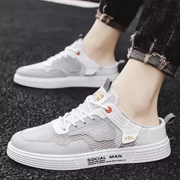 Летняя мужская повседневная обувь, полутапочки, дышащие, легкие, мужские кроссовки для ходьбы, удобные, ленивые, мужские мокасины 39