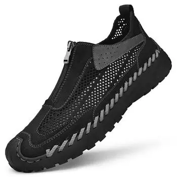 Летняя мужская повседневная обувь с дышащей сеткой, мужские лоферы, удобная прогулочная обувь, мокасины, мужская обувь на плоской подошве 38 песочный