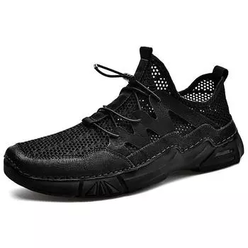Летняя мужская повседневная обувь с дышащей сеткой, мужские лоферы, удобная обувь для вождения, мокасины, мужская обувь на плоской подошве 38 чёрный